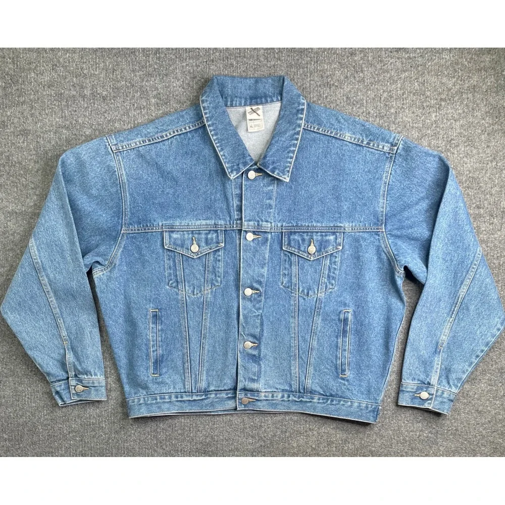 Warner Bros Denim Jacket Mens XL Blue Looney Tunes Embroidered Vintage Trucker